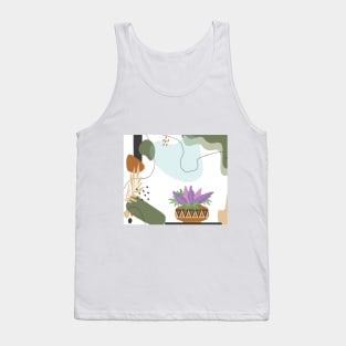 Colorful geometric flowers in a boho vase Tank Top